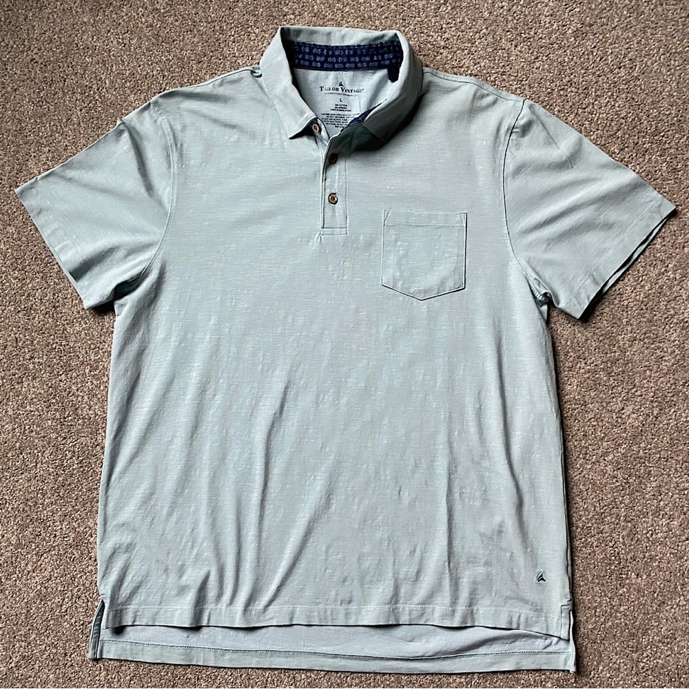 🎉Tailor Vintage SS Polo, Men’s LG, Soft Green - Jaxen Grey